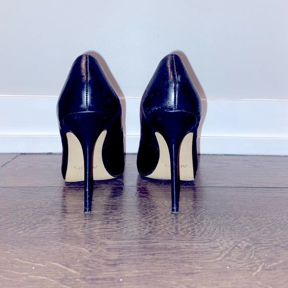 Worn Once - Real Black Leather Aldo Heels - Size 8 - Picture 4 of 5